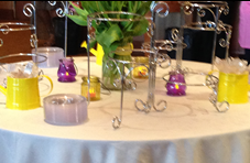 Beautiful purple and yellow dessert table. 