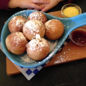 Yummy aeppleskivers served in a Portland, Oregon, cafe.